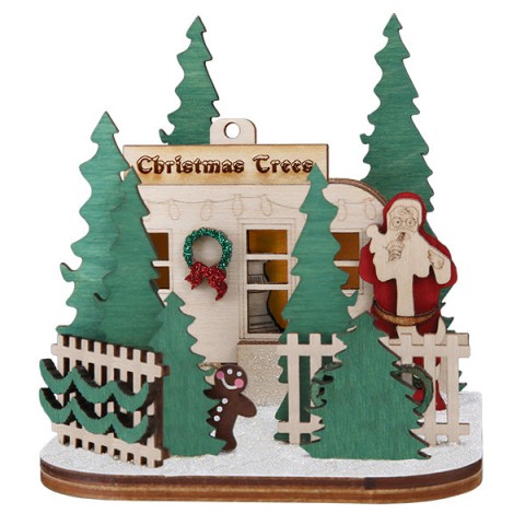 Ginger Cottages Wooden Ornament - Christmas Tree Lot